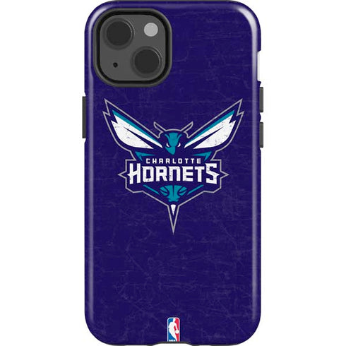 NBA Charlotte Hornets Distressed-Purple iPhone 15 Impact Case
